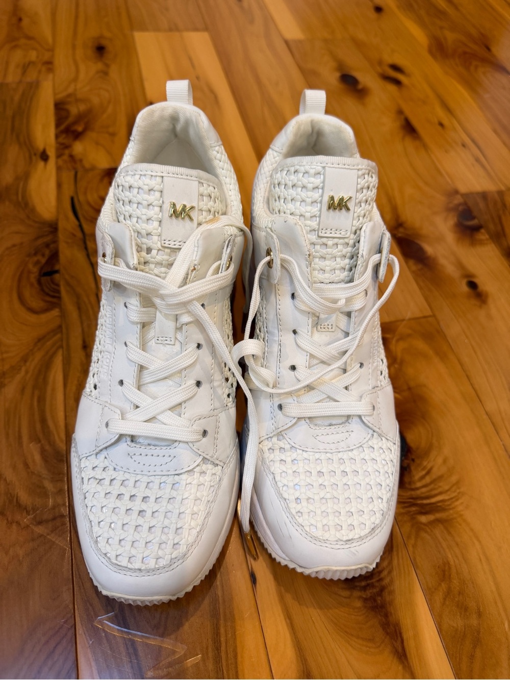 Michael Kors Kids White Woven Lace-Up Sneakers